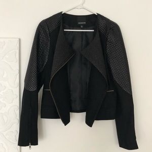 Trouve Nordstrom Moto Jacket Black Wool Medium